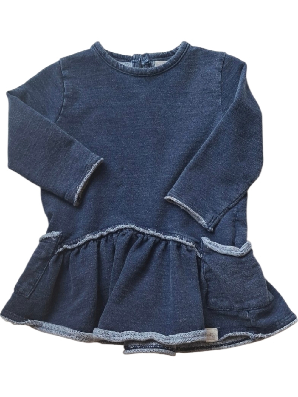 Burt's Bees Navy Blue  Ruffle Hem Shirt Size 6-9 Months